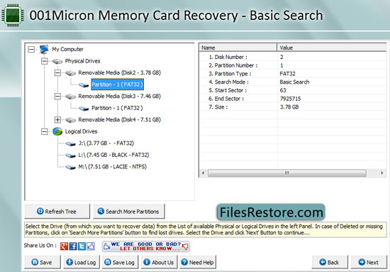Memory Card Files Restore screenshot