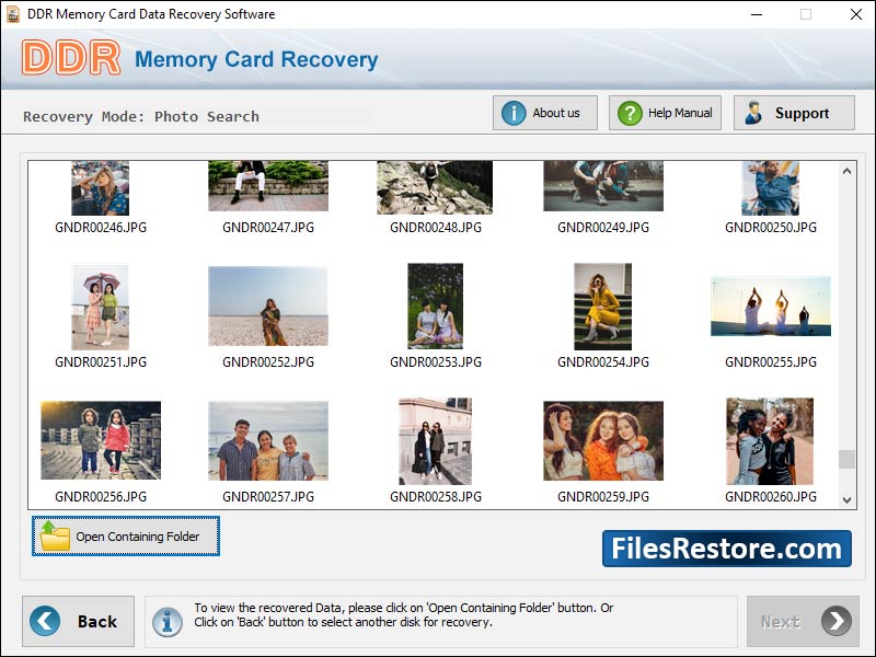 Memory Card File Restore Software screenshot