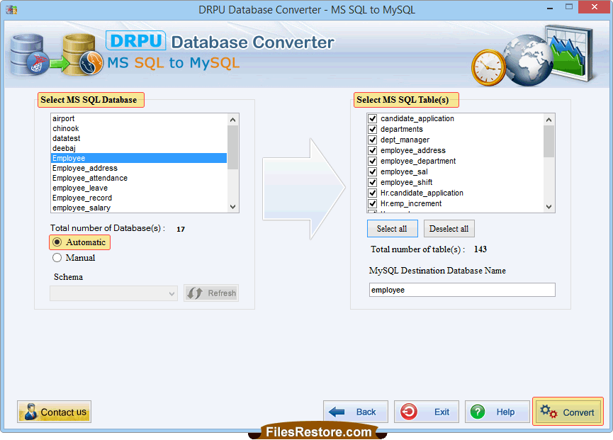 Select MS SQL database