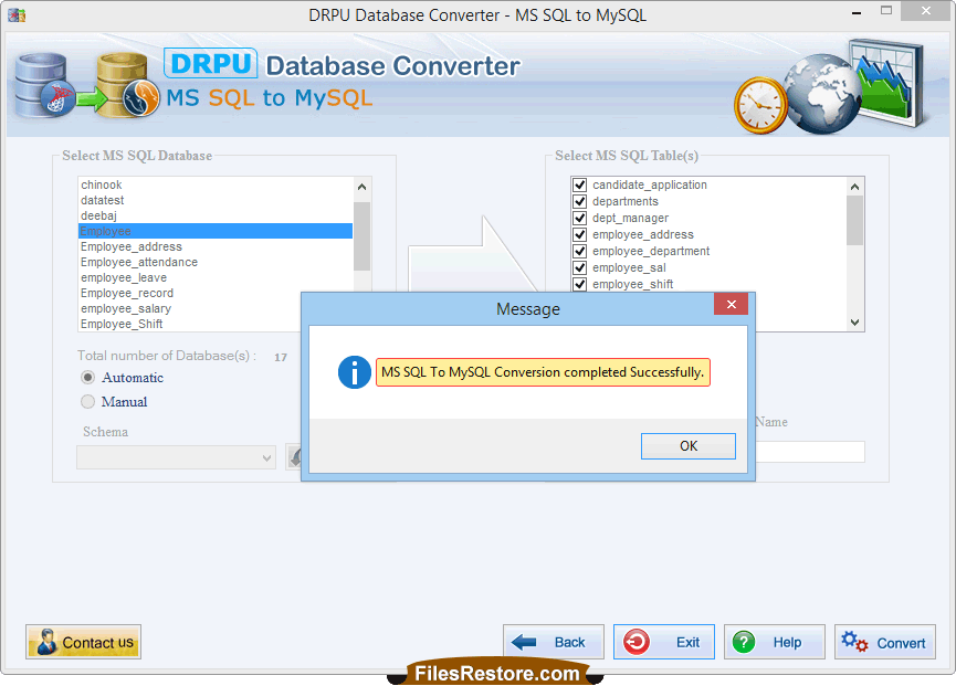 MS SQL to MySQL Conversion Completed Successfully