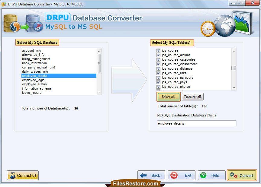 Select My SQL database