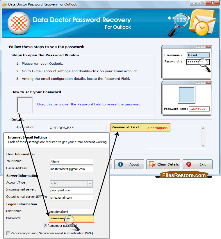 Drag lens over the password field