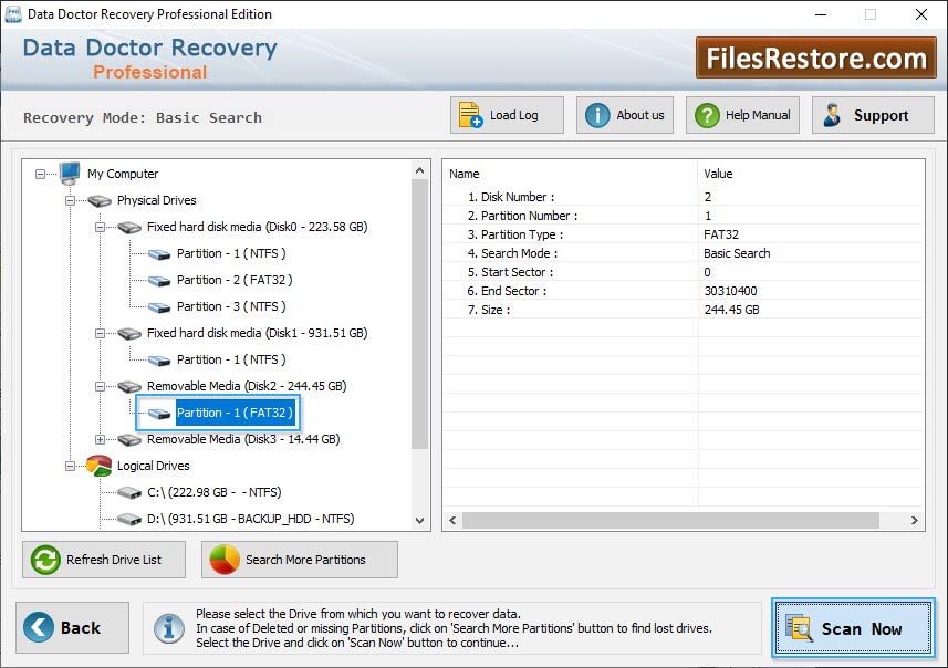 Select the partition Select the partition