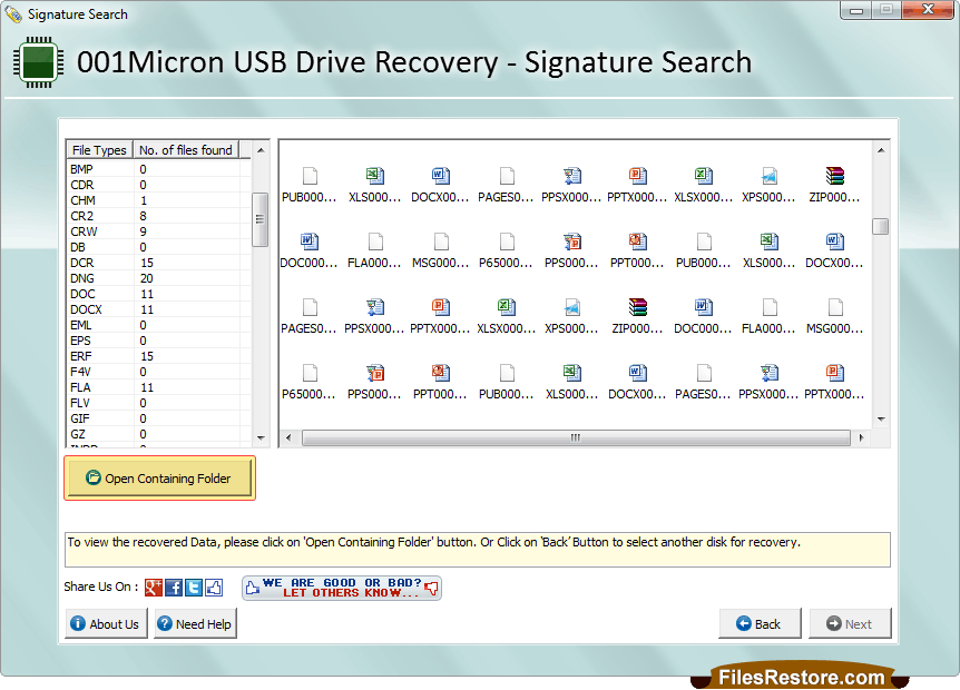 Open Containing Folder to View Recovered Data